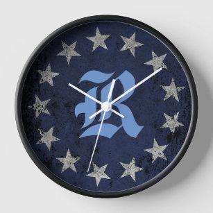 Patriotic Custom Monogram Betsy Ross American Flag Clock