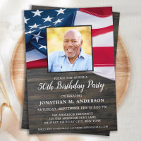 Patriotic Custom Photo American Flag Birthday