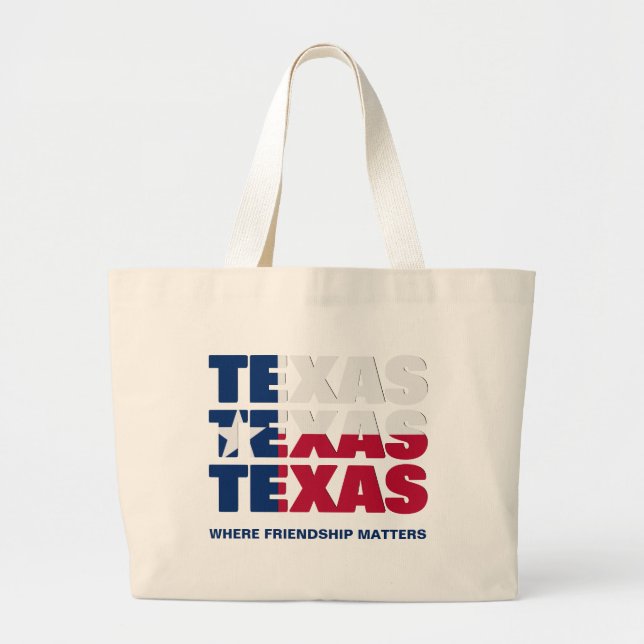Patriotic Custom TEXAS FLAG Large Tote Bag (Front)