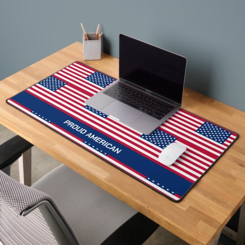 Patriotic Customizable USA American Flag Desk Mat