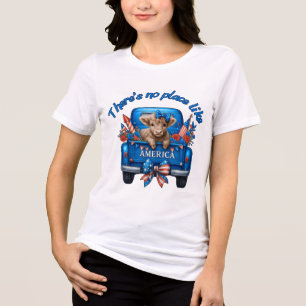 Patriotic Cute Calf Retro Truck USA  Tri-Blend Shirt