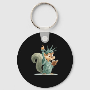 Patriotic Cute Squirrel Costume For Liberty Of Sta Keychain