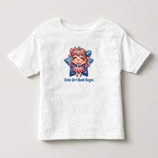 Patriotic Cutie – Baby Bald Eagle with Bow Girls'  Toddler T-shirt