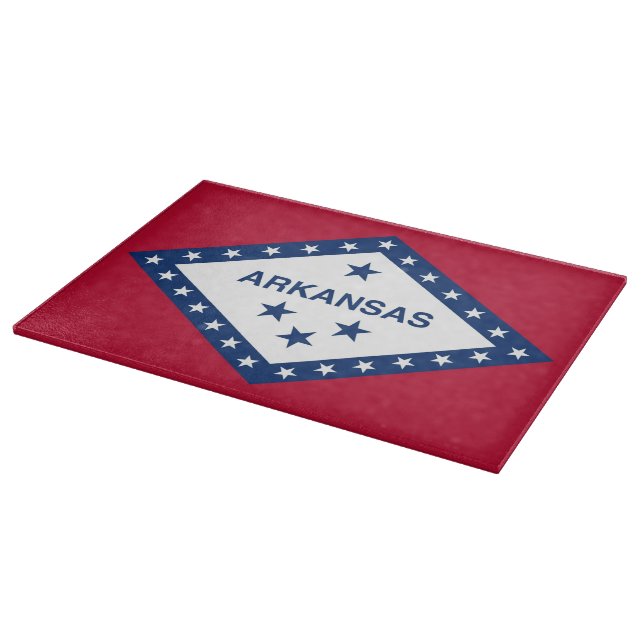 Patriotic cutting board with Arkansas State flag (Corner)