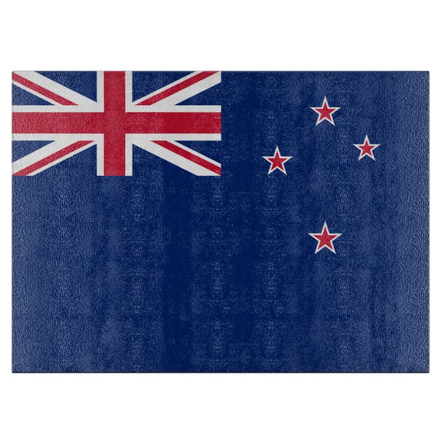 Patriotic cutting board with Flag of New Zealand (Front)