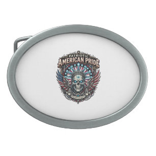 Patriotic Cyber Liberty Skull Cyberpunk Future Fre Belt Buckle