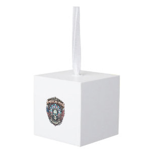 Patriotic Cyber Liberty Skull Cyberpunk Future Fre Cube Ornament