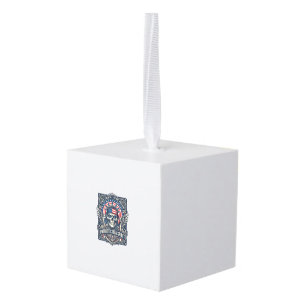 Patriotic Cyber Liberty Skull Cyberpunk Future Fre Cube Ornament