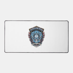 Patriotic Cyber Liberty Skull Cyberpunk Future Fre Desk Mat