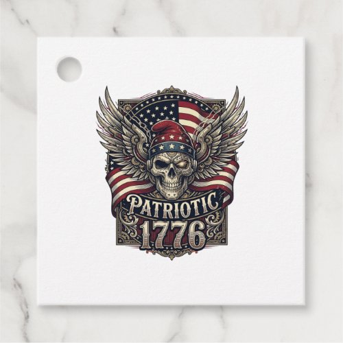 Patriotic Cyber Liberty Skull Cyberpunk Future Fre Favor Tags