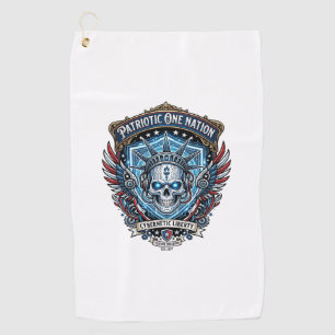 Patriotic Cyber Liberty Skull Cyberpunk Future Fre Golf Towel