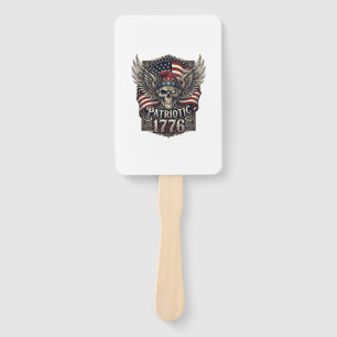 Patriotic Cyber Liberty Skull Cyberpunk Future Fre Hand Fan
