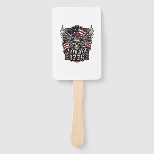Patriotic Cyber Liberty Skull Cyberpunk Future Fre Hand Fan