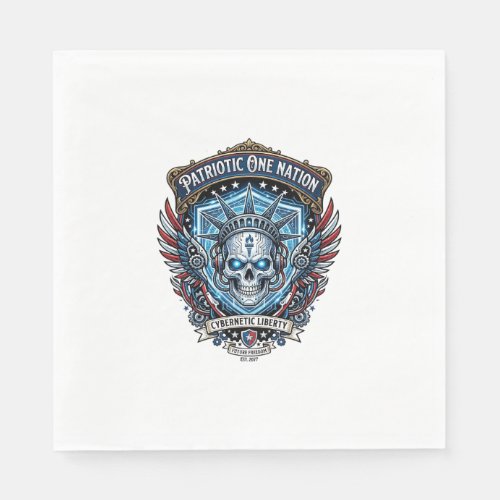 Patriotic Cyber Liberty Skull Cyberpunk Future Fre Napkins