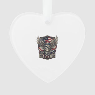 Patriotic Cyber Liberty Skull Cyberpunk Future Fre Ornament