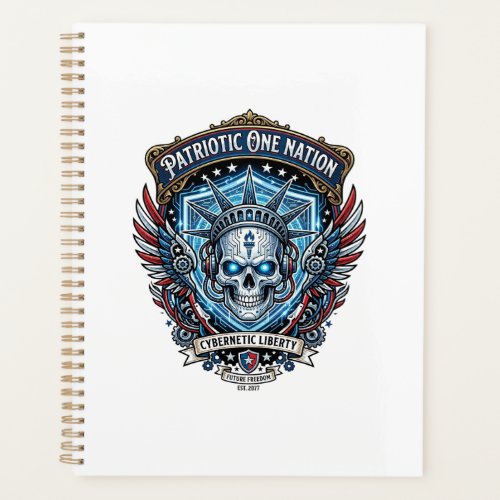 Patriotic Cyber Liberty Skull Cyberpunk Future Fre Planner