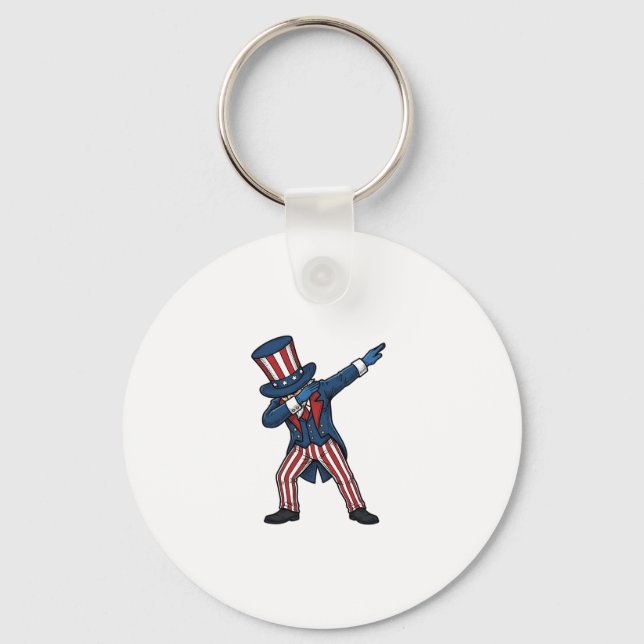 Patriotic Dabbing Character Vintage Vector Design_ Keychain (Front)
