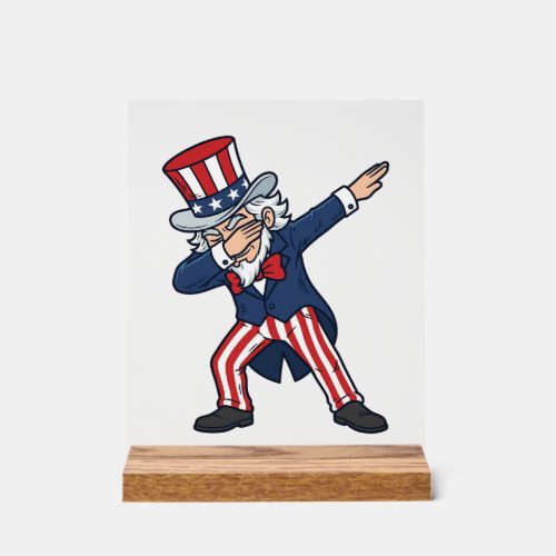 Patriotic Dabbing Gentleman Vintage Vector Design_ Acrylic Sign