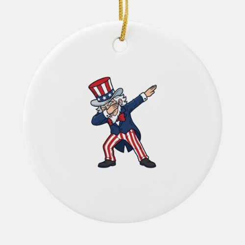 Patriotic Dabbing Gentleman Vintage Vector Design_ Ceramic Ornament