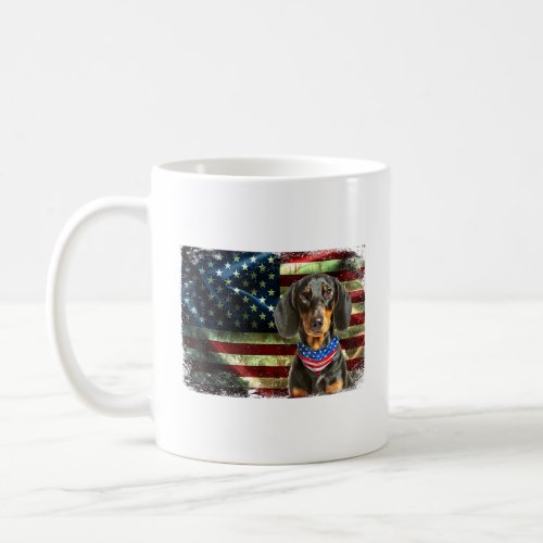 Patriotic Dachshund American Flag Dog Men Women  Coffee Mug