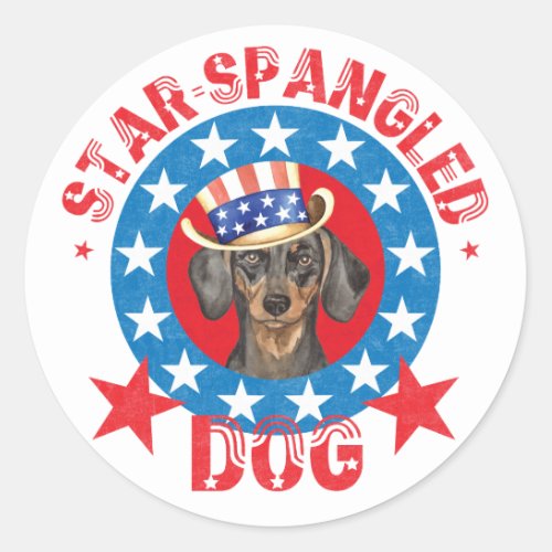 Patriotic Dachshund Classic Round Sticker