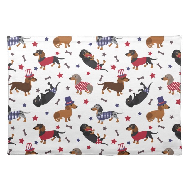 Patriotic Dachshund Cloth Placemat (Front)