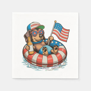 Patriotic Dachshund Dog 250 Anniversary 4th July Napkins