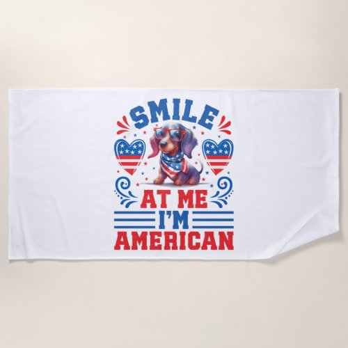 Patriotic Dachshund Dog for 4th Of July Beach Towel