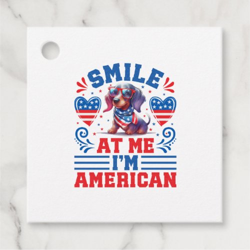 Patriotic Dachshund Dog for 4th Of July Favor Tags