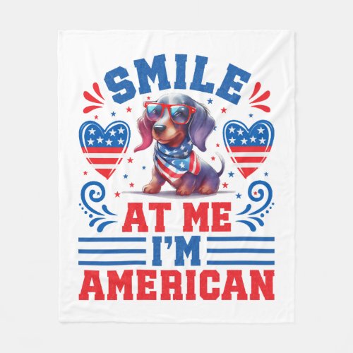 Patriotic Dachshund Dog for 4th Of July Fleece Blanket