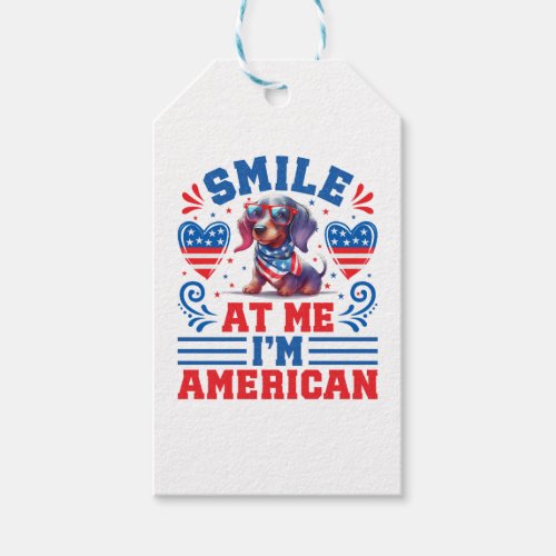 Patriotic Dachshund Dog for 4th Of July Gift Tags