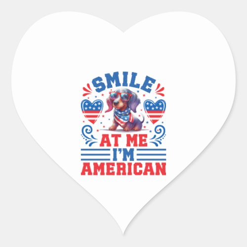 Patriotic Dachshund Dog for 4th Of July Heart Sticker