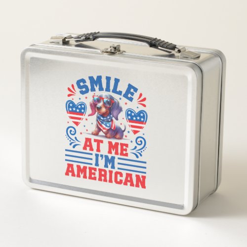 Patriotic Dachshund Dog for 4th Of July Metal Lunch Box
