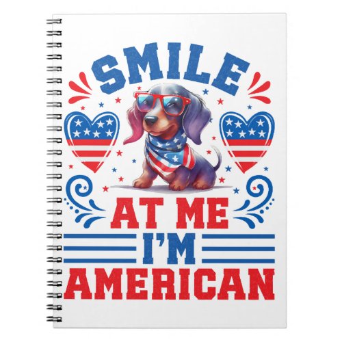 Patriotic Dachshund Dog for 4th Of July Notebook