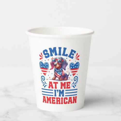 Patriotic Dachshund Dog for 4th Of July Paper Cups