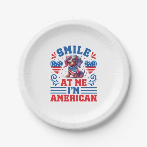 Patriotic Dachshund Dog for 4th Of July Paper Plates