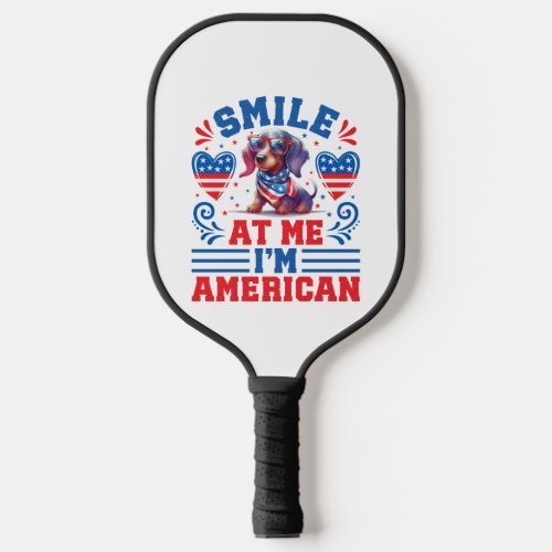 Patriotic Dachshund Dog for 4th Of July Pickleball Paddle