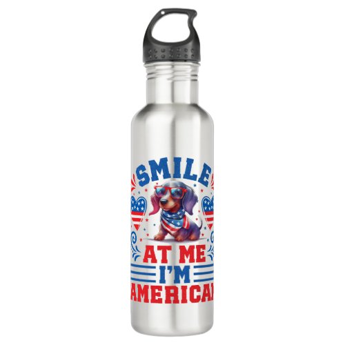 Patriotic Dachshund Dog for 4th Of July Stainless Steel Water Bottle