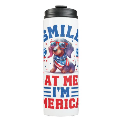 Patriotic Dachshund Dog for 4th Of July Thermal Tumbler