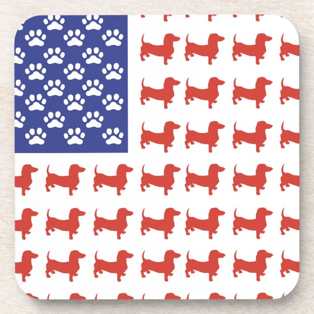Patriotic Dachshund Doxie Drink Coaster (Front)