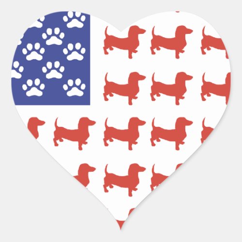 Patriotic Dachshund Doxie Heart Sticker