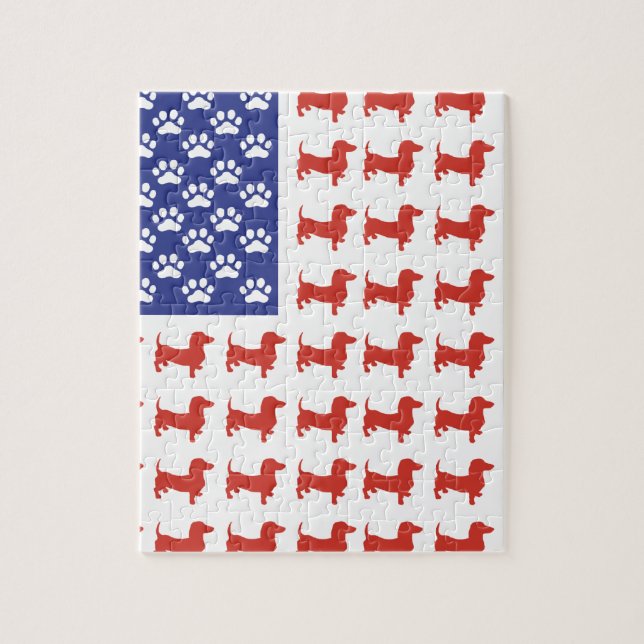 Patriotic Dachshund Doxie Jigsaw Puzzle (Vertical)