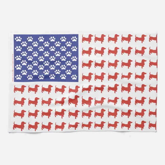 Patriotic Dachshund Doxie Towel (Horizontal)