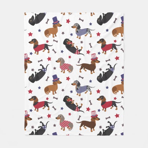 Patriotic Dachshund Fleece Blanket