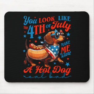 Patriotic Dachshund Fourth Of July 4th Flag Cute H Mouse Pad