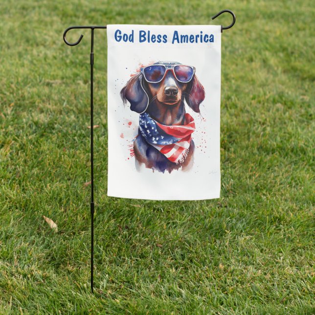 Patriotic Dachshund  Garden Flag (In SItu)