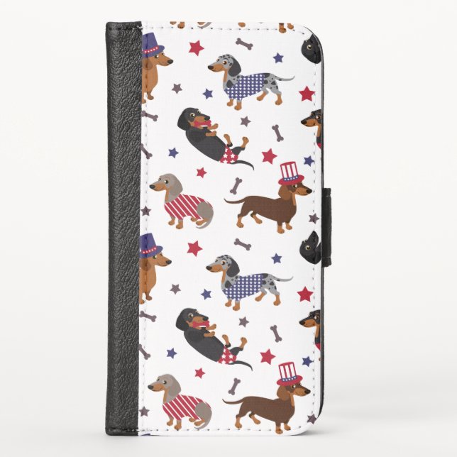 Patriotic Dachshund iPhone Wallet Case (Front)
