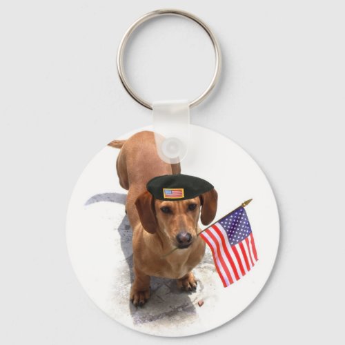 Patriotic dachshund keychain