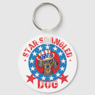 Patriotic Dachshund Keychain
