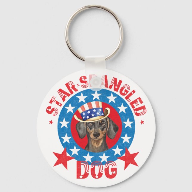 Patriotic Dachshund Keychain (Front)